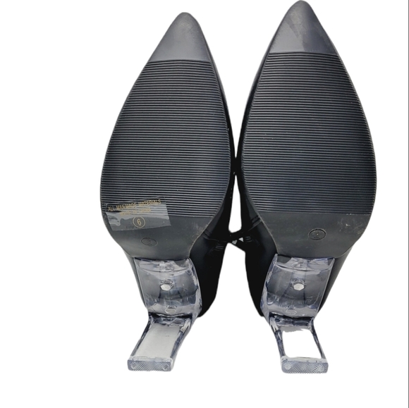 Fashion Nova Pointed Toe Clear Heeled Black Booties sz 6 - Picture 6 of 6